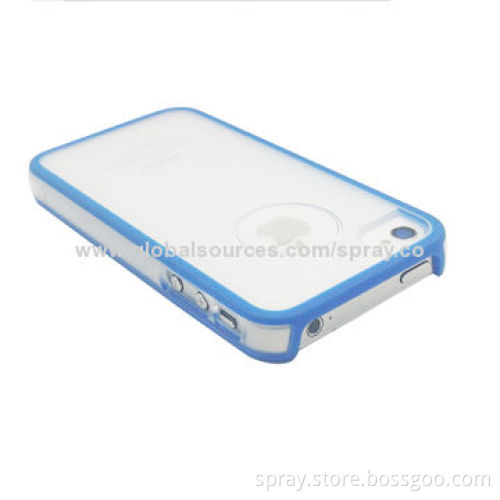 Hard PC Back Cover Cases for iPhone 4 4S with Blue TPU Frame, Lightweight